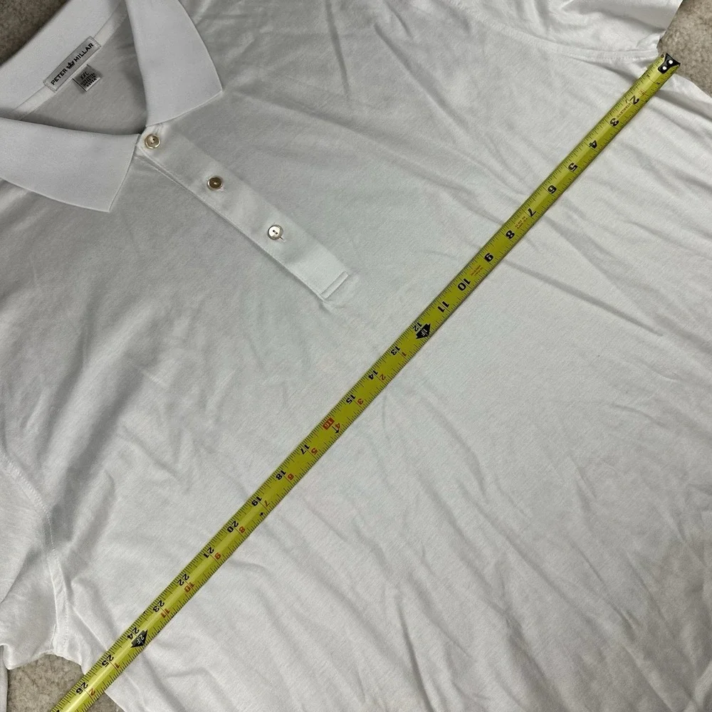 Peter Millar Polo Shirt Mens 2XL Solid White Golf Classic 100% Cotton - Picture 4 of 5